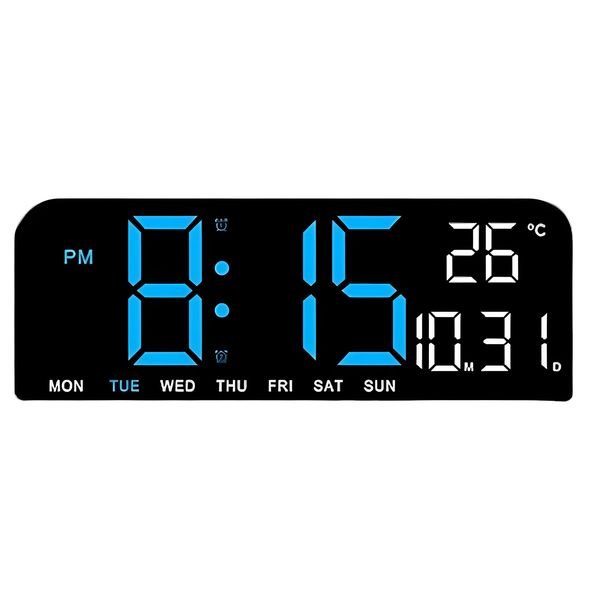 24cmLarge Digital Wall Alarm Clock With Temperature, Date, and Week Display