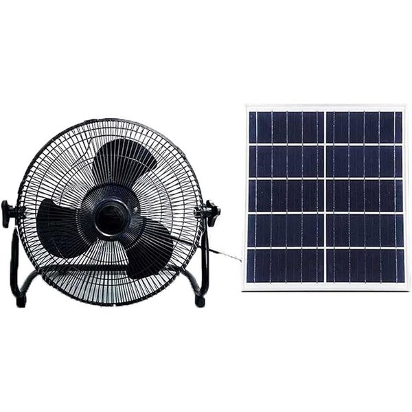 15W Portable Rechargeable Desktop Solar Fan 12 Inch with 12W Solar Panel