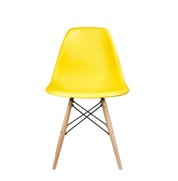 Wooden Leg Chair - Yellow