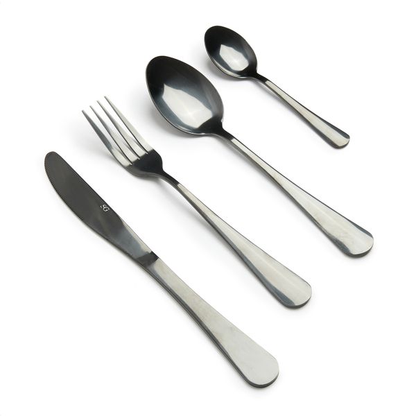 George &amp; Mason - Shadow Black 16 Piece Cutlery Set