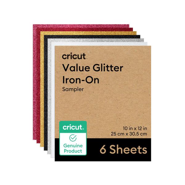 Cricut Value Glitter Iron-On; Party Sampler - 25.4 cm x 30.5 cm (6 pack)
