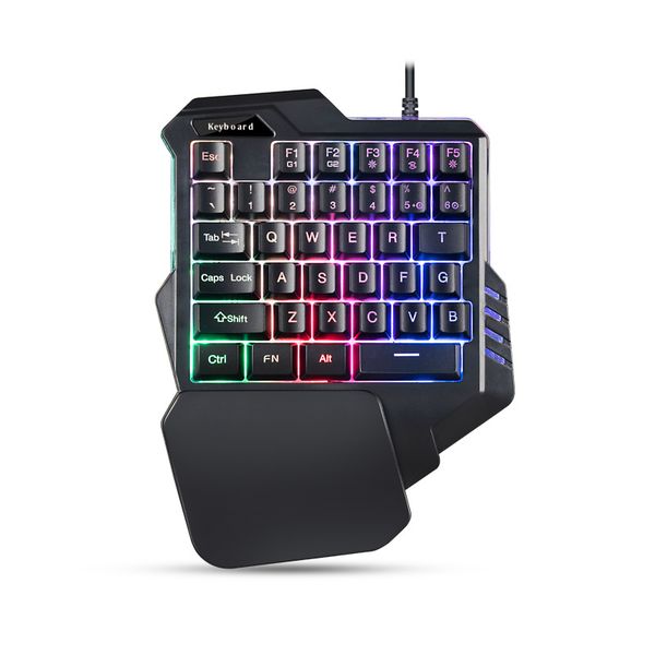 Mini One Handed Keyboard Colorful RGB Game Wired Keyboard
