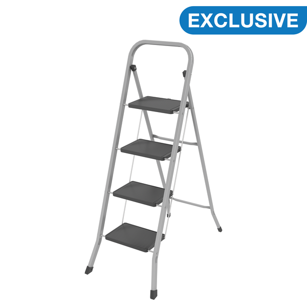 4 Step Foldable Ladder Grey/Black
