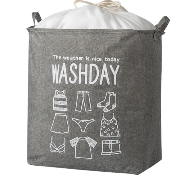 Washday Collapsible Laundry Bag - With Draw String - Grey
