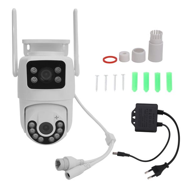 2.4G WiFi Dual Lens Security Cam: Night Vision, 2 - Way Audio, Waterproof