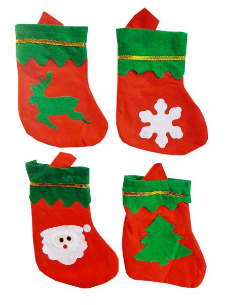 4pc Mini Christmas Stockings - 17cm