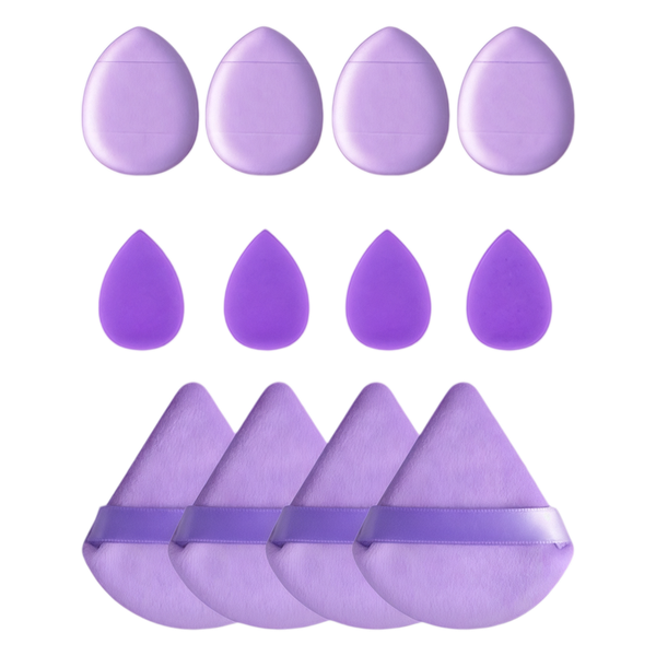 12 PCS Finger Powder Puff for Face Powder/Face Soft Mini/Blender Puff-Purple