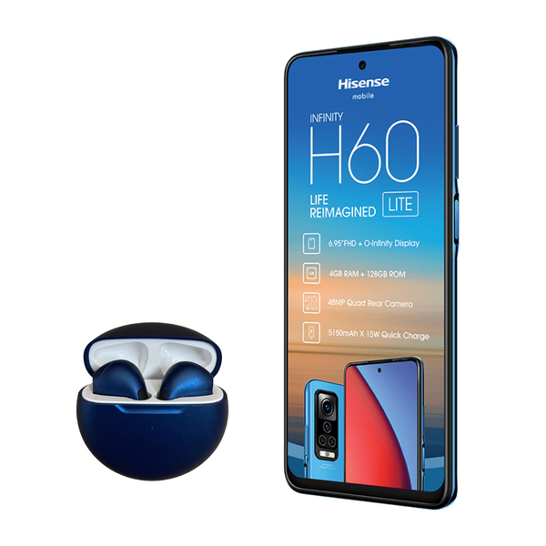 Hisense Infinity H60 Lite 6.95" FHD+ 4GB 128GB with Hisense Earbuds - Blue