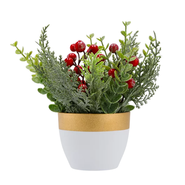 Season's Greetings White Berry Frosted Tree Table Top 20cm