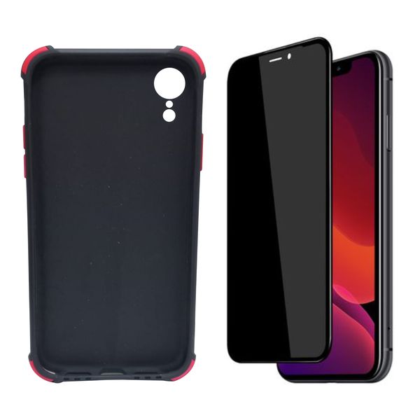 iPhone XR Black Privacy Anti Spy Screen Protector and Back Cover Combo