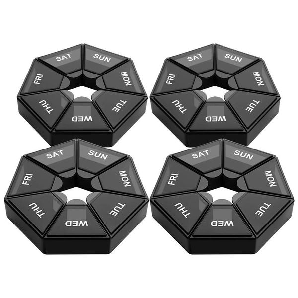7 Days Pill Organizer Storage Holder Dispencer Box Solution. Set of 4.