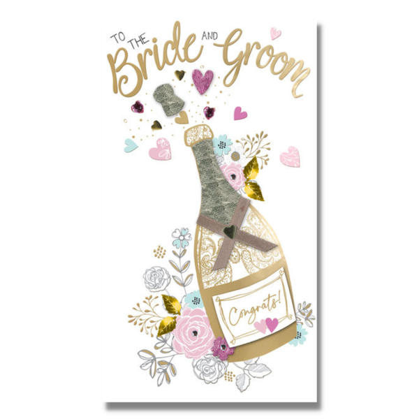 Greeting Card - Wedding - To the Bride and Groom - Champagne popping