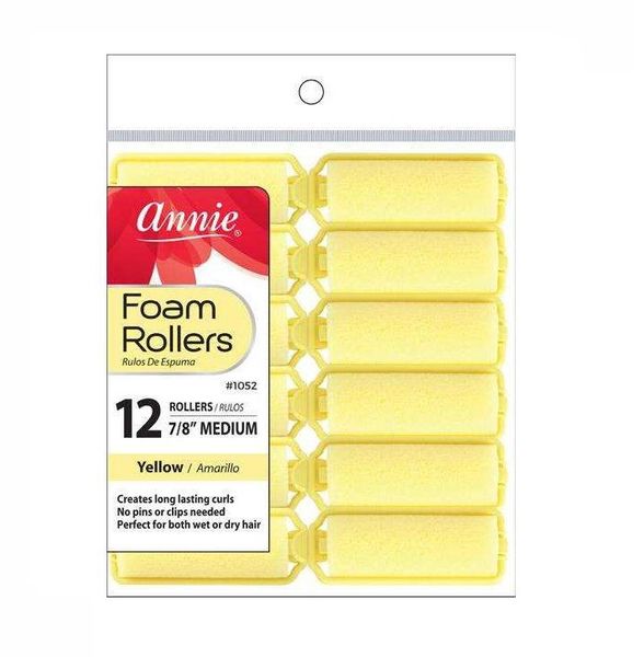 Annie Foam Rollers Medium 12Ct Yellow 6 Packs