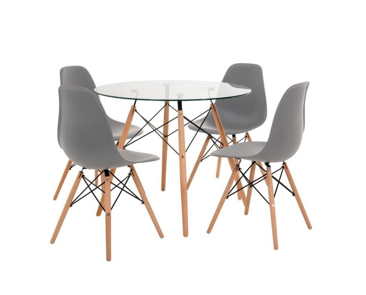 5 Piece Glass Table and Wooden Leg Chairs | Shop Today. Get it Tomorrow ...