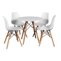 Round Dinning Table Set With 4 Chairs -WHITE