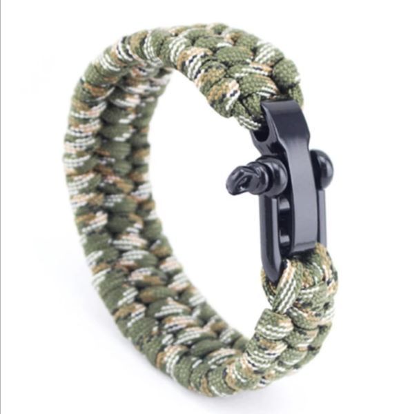 YALLI Men's/Women's Survival Cord Bracelet Adjustable Buckle Army Colour