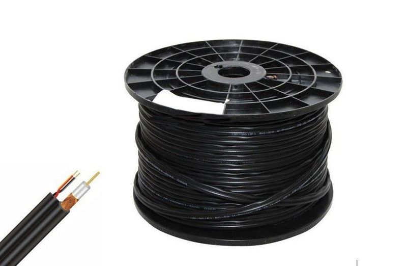 CCTV Cable Coax BNC RG59 &amp; Power Adaptor - 100m Pure Copper