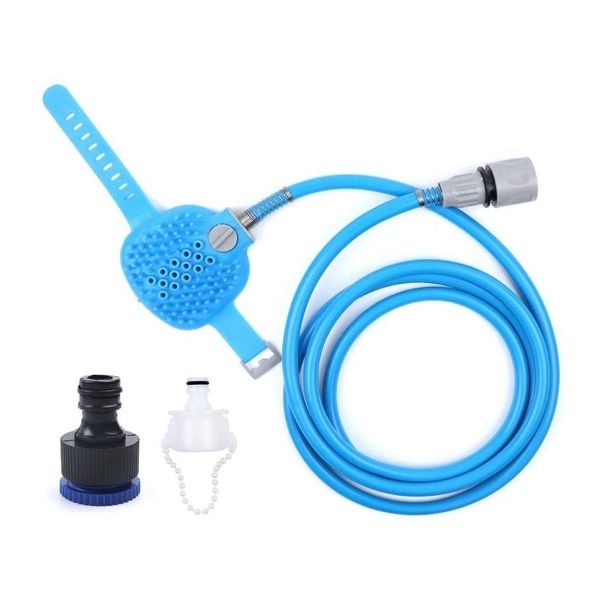 2-in-1 Dog Shower Attachment with Sprayer &amp; Scrubber