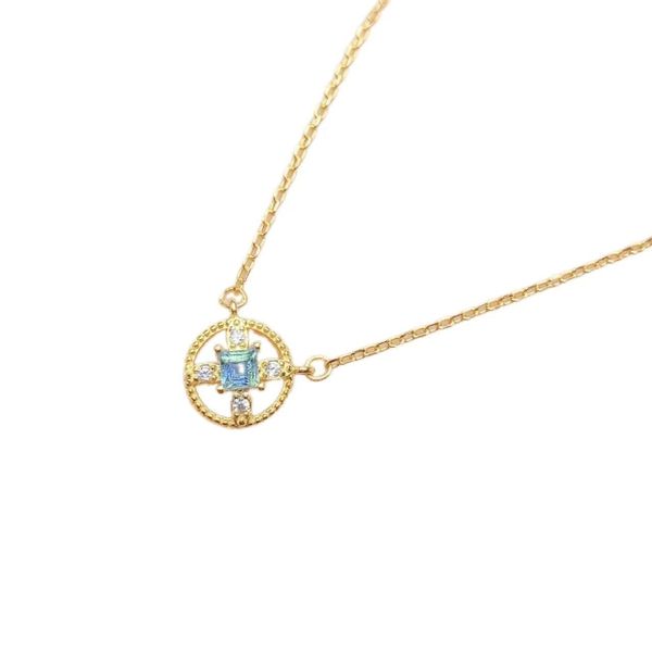 Donut Shaped Pendant, Cute Pendant Set With Blue Topaz.