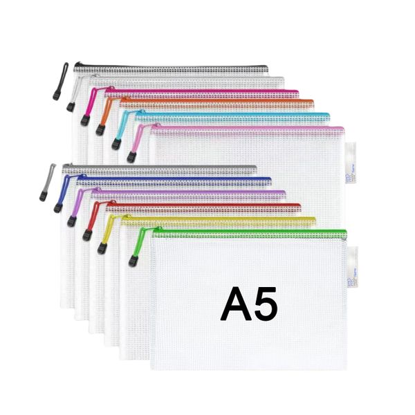 Paper Lion A5 Size Waterproof White Files Bag/Pencil Case with Zip Lock