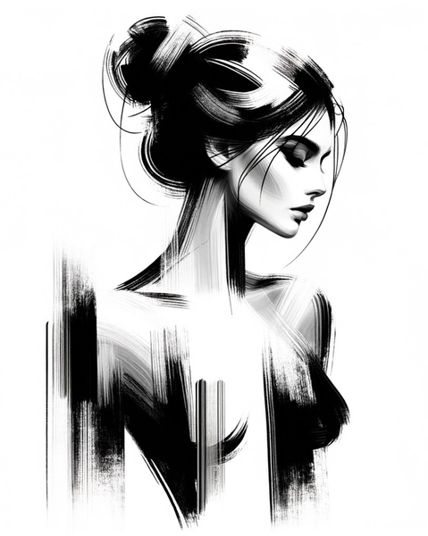 Canvas Wall Art Home Decor - Nude Lady B&amp;W