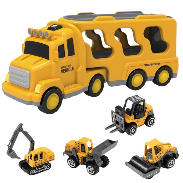 Electronic Toy Truck Carrier- Construction Toy Cars Playset - Toys for Boys