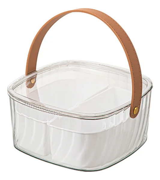 Multi-Purpose Food Storage Container with Handle - Transparent/Brown