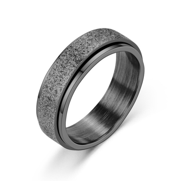 Rings Stainless Steel Frosted Pearl Sand Black image
