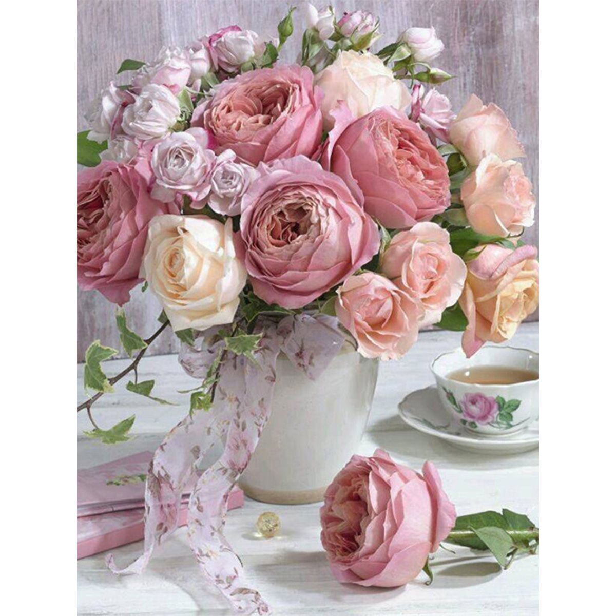 Diamond Painting DIY Kit - Full Drill Square Dot - Pink Roses In White Vase, Shop Today. Get it Tomorrow!