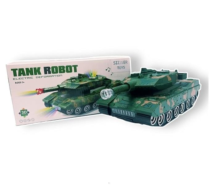 Tank Robot - Electric Transformer Car Toy | 3D Lights and Sounds |