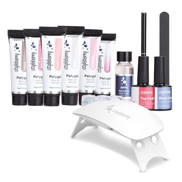 Styleberry Polygel Nail Extension Kit with Tips with Portable 6W LED Lamp