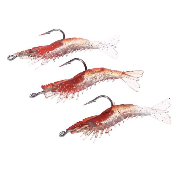 3 Artificial Fishing Lure Soft Bait Fishing Tackle Hook Red, 6cm/3g