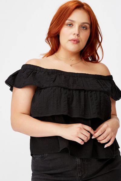 Women's Cotton On Curve Sunshine Off The Shoulder Top - Black