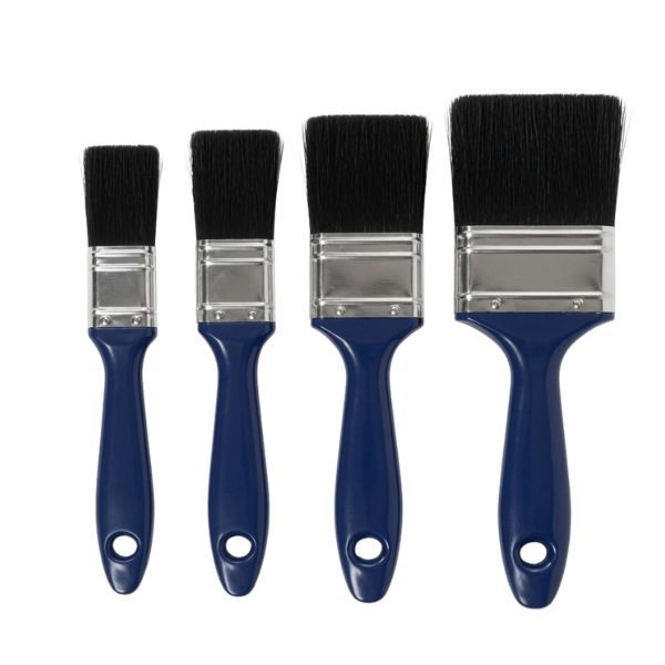 Pack of 4 Blue Paint Brushes 4 Inch - Heavy Duty Painting Set