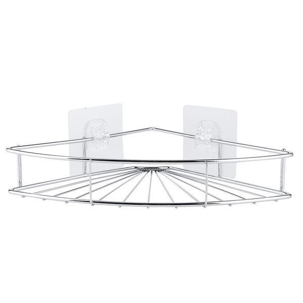 No Punch Stainless Steel Corner Shelf With Adhesive