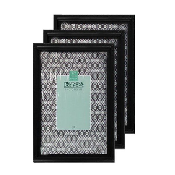 Black A4 Wooden Picture Frames for Photo &amp; Certificate - 2 Pack (21cm x 29.7cm)