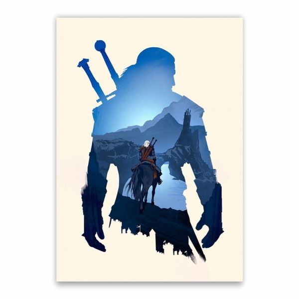 Geralt of Rivia Silhouette Poster - A1
