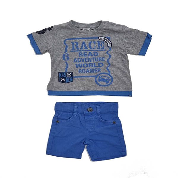 Baby Boys Race Grey and Blue T-shirt and Short 2 Piece Set | Shop Today ...