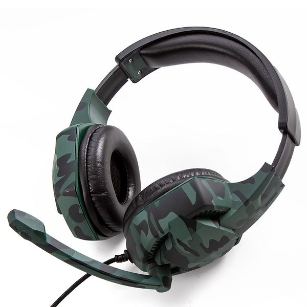 GJBY G-4 Gaming Headphones with Mic - Camouflage Black and Green