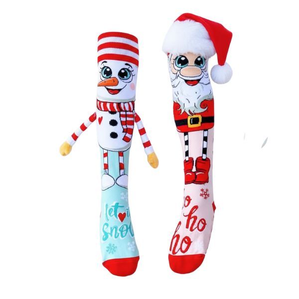 Madmia Santa &amp; Snowman 3D Christmas Socks - Festive Knee-High Ages 6-99