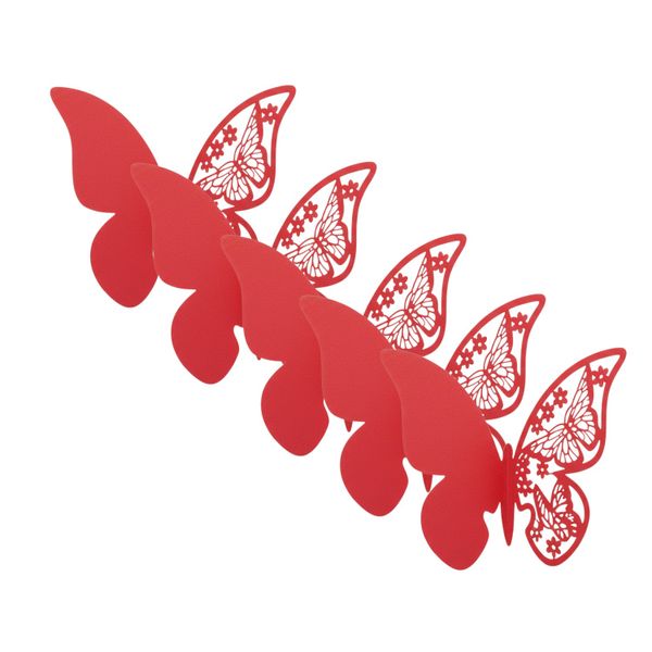 3D Red Butterfly Place Card &amp; Wine Glass Decoration - 30-Piece Set