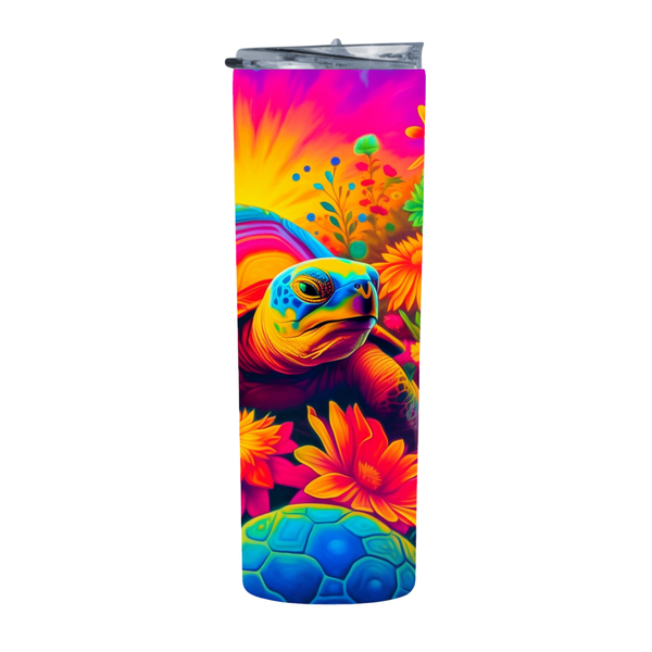 Floral Colorful Turtle Neon2 20 Oz Straight Skinny Tumbler 007
