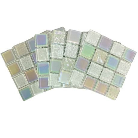 Mosaic Tiles Shimmer White Mix Tiles 25x25mm (small tiles for crafting) Image