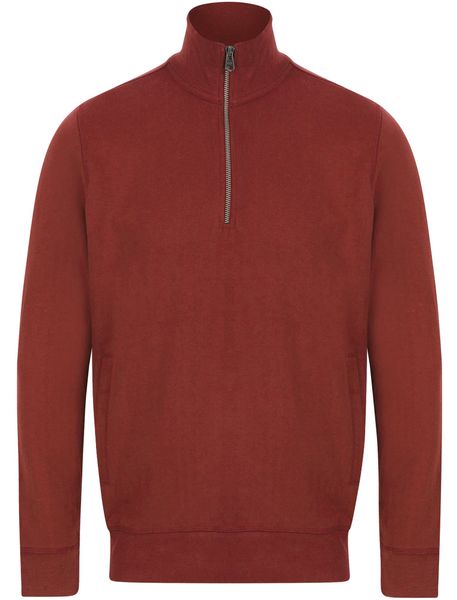 Tokyo Laundry - Mens Timber Cotton Blend Half Zip Funnel Neck Pullover Sweat In Port (Parallel Import)