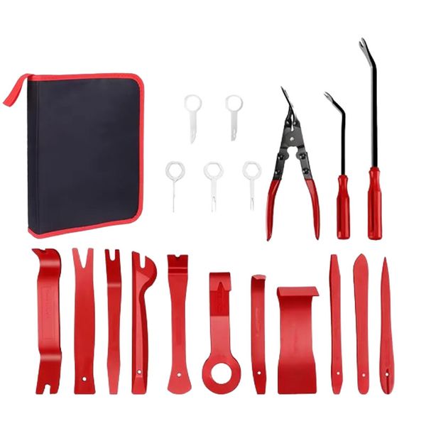 19 Piece Panel Fastener Clips Trim Removal Tool Set With Storage Bag