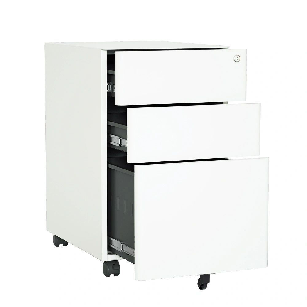 Steel 3 Drawer Arc Handle Mobile Pedestal Filing Cabinet Locker