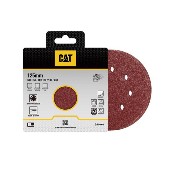 CAT Hook &amp; Loop Orbital Sanding Discs 125mm 10 Piece