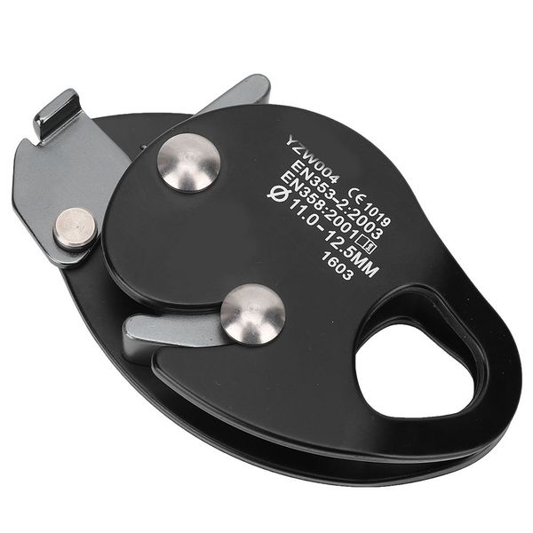 Black Self-Braking Stop Descender for 11-12.5mm Rope