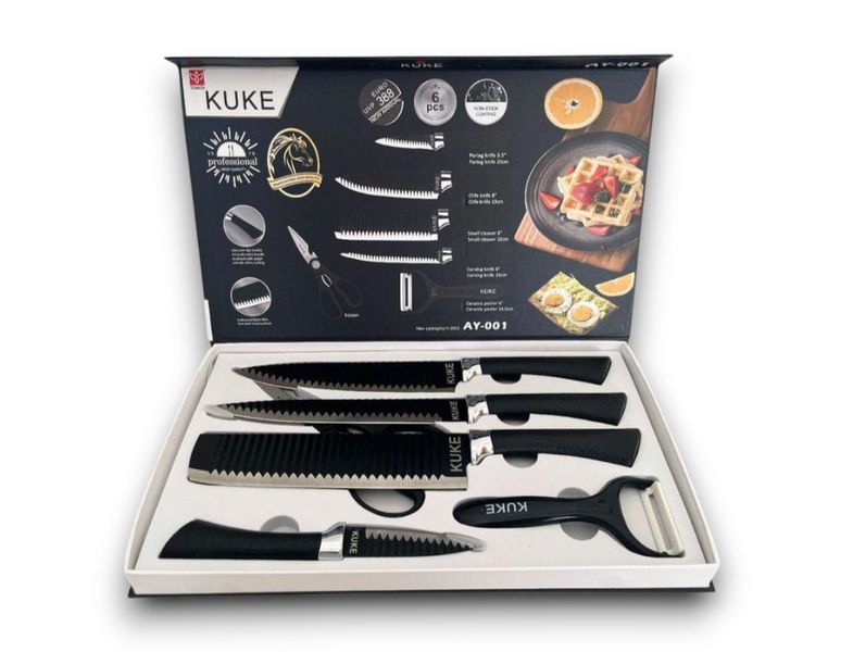 Kuke Non-Stick Coating Kitchen Knife 6 Pieces Set Professional High Quality