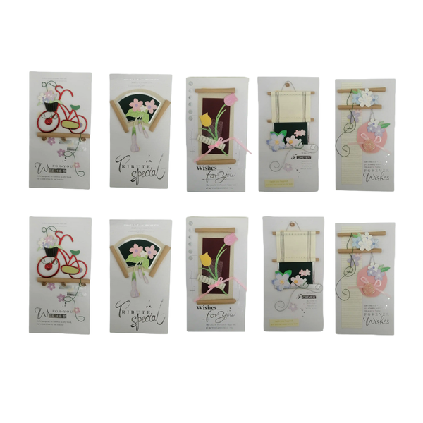 3D Floral Theme Greeting Cards - Pack of 10